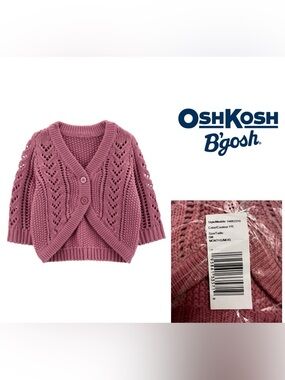 🆕OSHKOSH - 6M - NWT - INFANT GIRLS CHUNKY KNIT CARDIGAN SWEATER